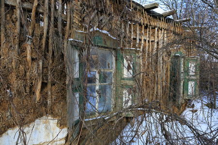 riuns of old abandoned rural houseの写真素材