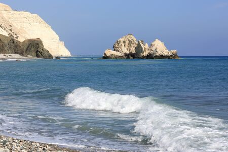 Sea landscape with rocks in waterの写真素材