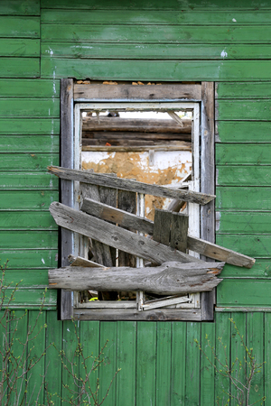 old window of lost rural houseの写真素材