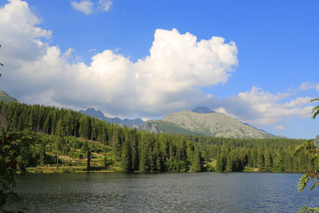 Landscape with lake in Tatra mountains, Slovakiaの写真素材