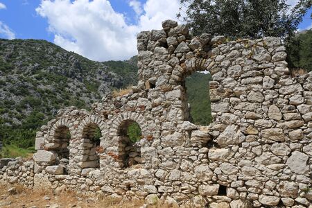 Landscape with ruine of ancient city Olympos in Turkey