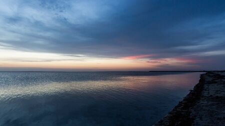 night scene on sea. Landscape after sunset over seashoreの写真素材