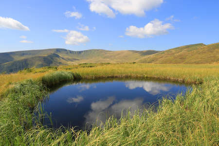 small blue lake in Carpathians, Ukraine
