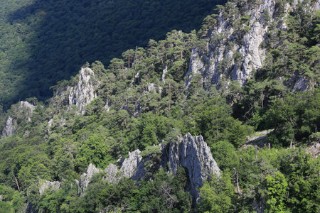 sharp rocks in mountain valley. Take it in Crimea, Ukraineの写真素材