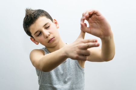 The guy takes aimの写真素材