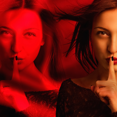 Secret ... Portrait of a beautiful mysterious womanの写真素材