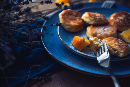 Food. Breakfast. Cheesecakesの写真素材