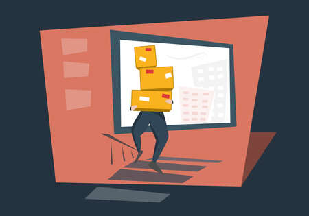 The courier delivers the goods. Courier company servicesのイラスト素材