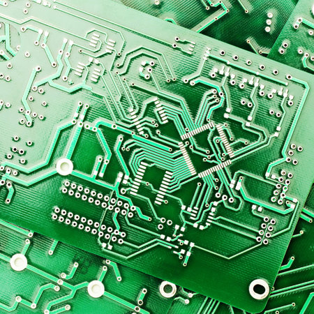 Green PCB close-up shotの写真素材