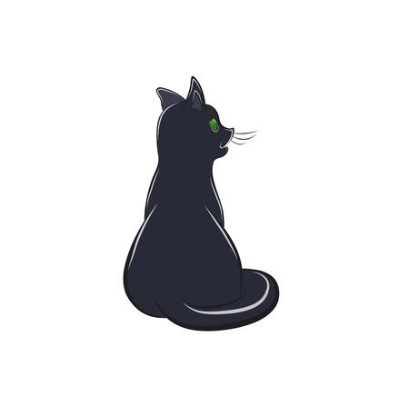 vector illustration shows a cat sitting with her back, which turned to our earのイラスト素材