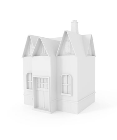 White 3D icon house. 3D render.の写真素材