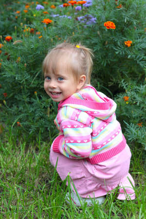 Little Girl in gardenの写真素材
