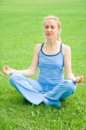 Attractive a Woman stretching before Fitness and Exerciseの写真素材