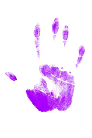 Ink handprint shape over white background の写真素材