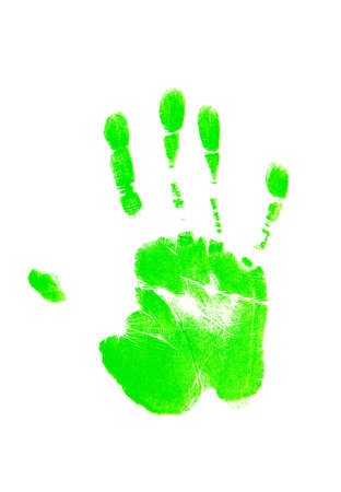 green handprint shape over white background の写真素材