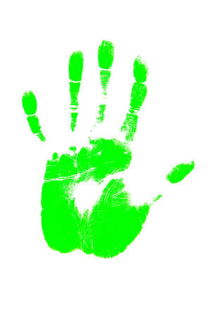 green handprint shape over white background の写真素材