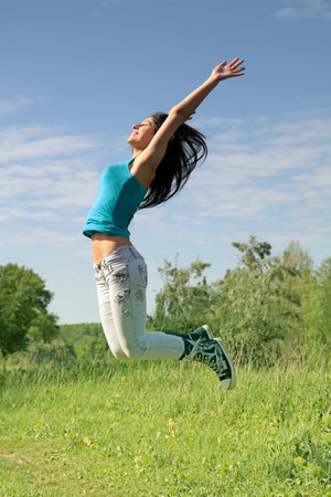 A young woman in a beautiful jumpの写真素材