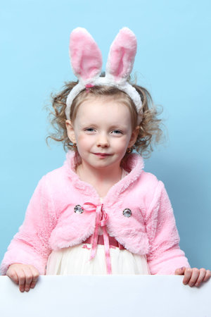 funny girl with rabbit earsの写真素材