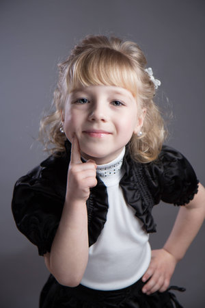 A Little girl in the studio.の写真素材