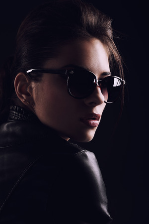 Portrait woman in jacketの写真素材