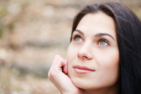Portrait of a beautiful girl outdoor.の写真素材