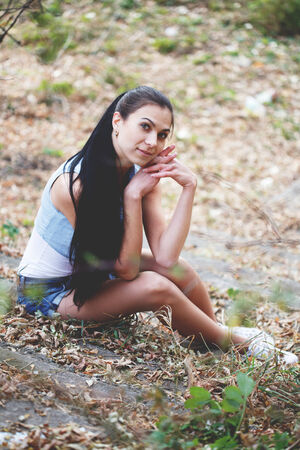 Beautiful young girl outdoor.の写真素材