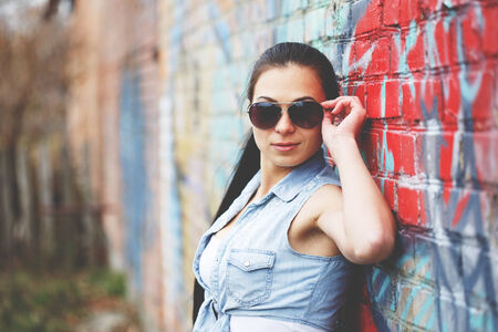 Beautiful young girl outdoor.の写真素材