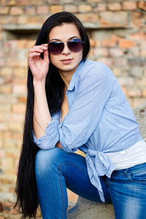 Beautiful young gir outdoor.の写真素材