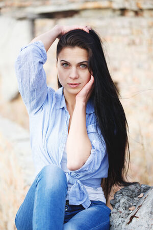Beautiful young girl  outdoor.の写真素材