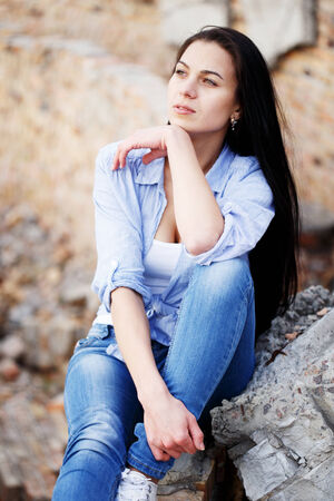 Beautiful young girl outdoor.の写真素材