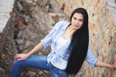 Beautiful young girl outdoor.の写真素材