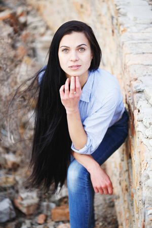 Beautiful young girl outdoor.の写真素材