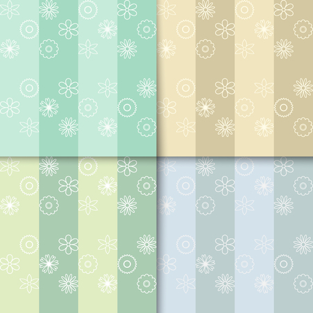 Set of four colorful patterns with flowersのイラスト素材