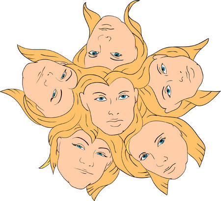 vector - woman faces as abstract flower headのイラスト素材