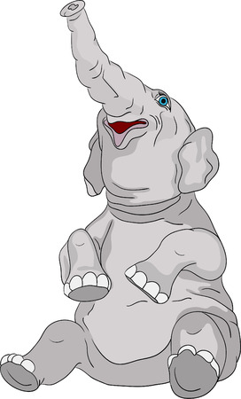 cheerful elephant sitting on the groundのイラスト素材