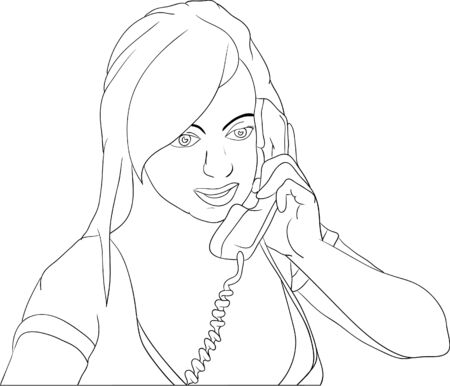 vector - women with phone isolated on backgroundのイラスト素材