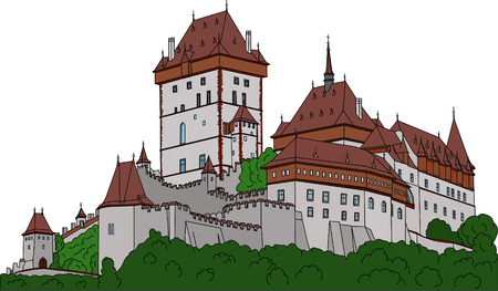 Gothic castle Karlstein (Carlstein) et Czech republic (Europe)のイラスト素材