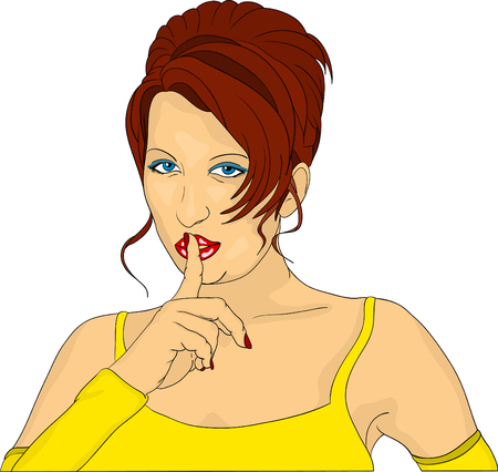 vector -  women gesture keep silenceのイラスト素材