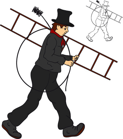 vector - sweep goes to work to clean chimneysのイラスト素材