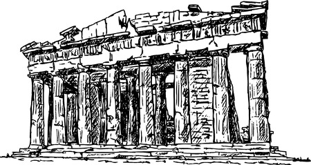 hand draw Pantheon , Greece, isolated on backgroundのイラスト素材