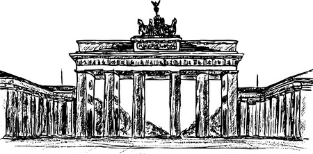 hand draw Brandenburg gate, isolated on backgroundのイラスト素材