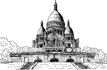 vector - Sacre coeur, hand draw, isolated on backgroundのイラスト素材
