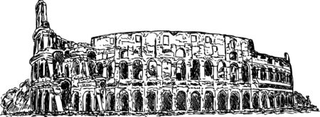 vector - hand draw Roman colosseum isolated on backgroundのイラスト素材