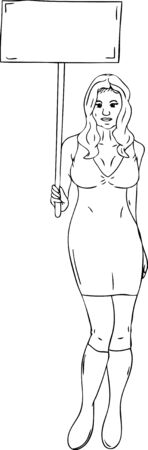 young girl isolated with slogan bannerのイラスト素材