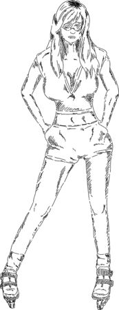 vector - woman inline skating,isolated on backgroundのイラスト素材