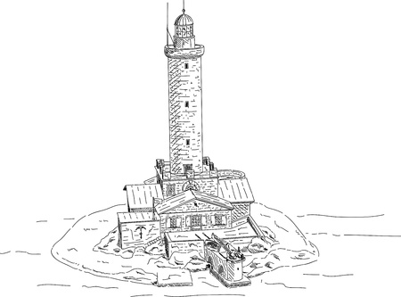 Lighthouse Porer in Croatia isolated on backgroundのイラスト素材