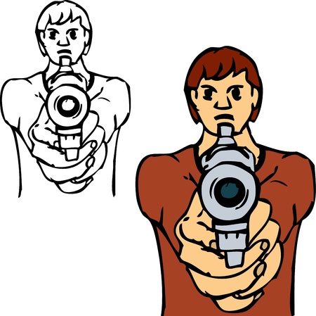 bad boy with gun, isolated on backgroundのイラスト素材