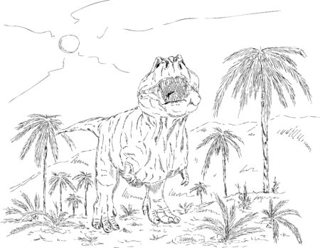 vector - dinosaur walking prehistoric nature , isolated on backgroundのイラスト素材