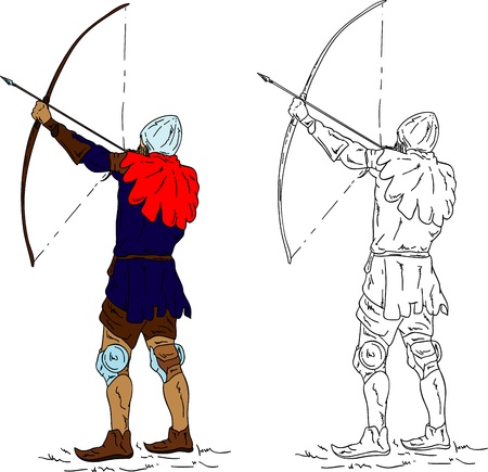 historic archer, isolated on backgroundのイラスト素材