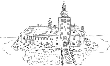 Ort lake castle , isolated on backgroundのイラスト素材